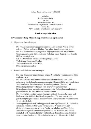 Einrichtungsrichtlinien 1 Praxisausstattung ... - physiotics.de