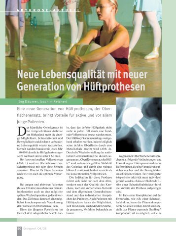 Neue Lebensqualität mit neuer Generation von Hüftprothesen