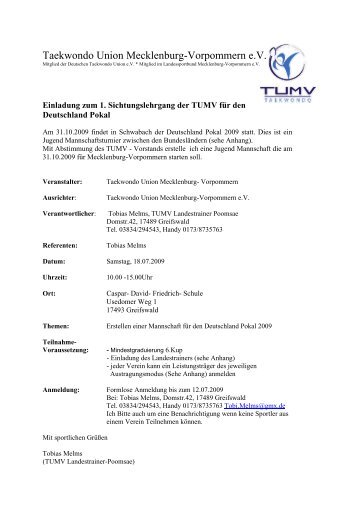 Taekwondo Union Mecklenburg-Vorpommern e - TUMV