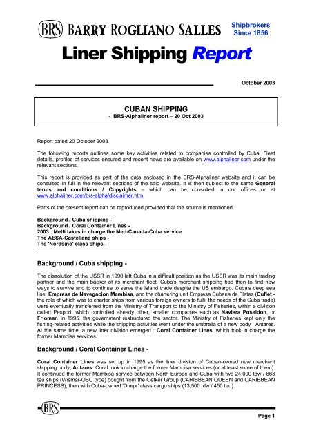 Liner Shipping Report - Alphaliner