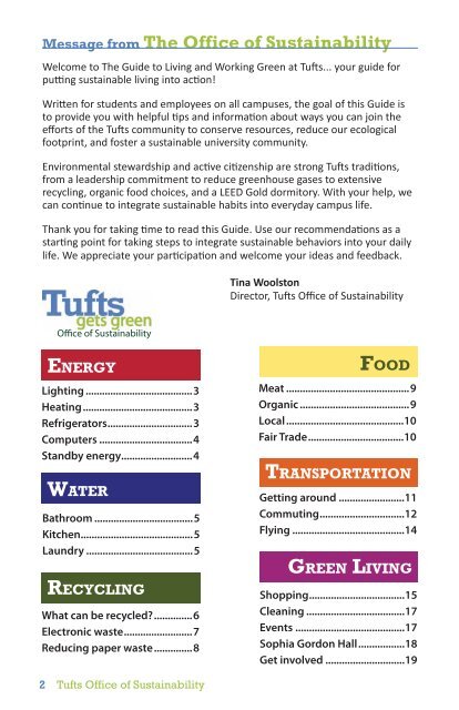 Green Guide - Tufts Office of Sustainability - Tufts University