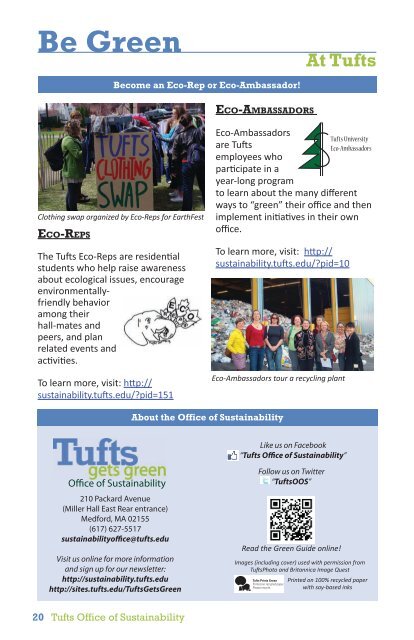 Green Guide - Tufts Office of Sustainability - Tufts University