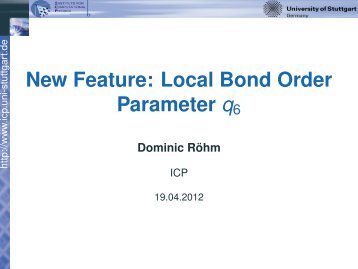 New Feature: Local Bond Order Parameter q6 - ESPResSo