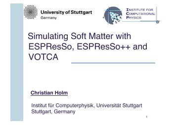 Introduction to Soft Matter Simulations - ESPResSo