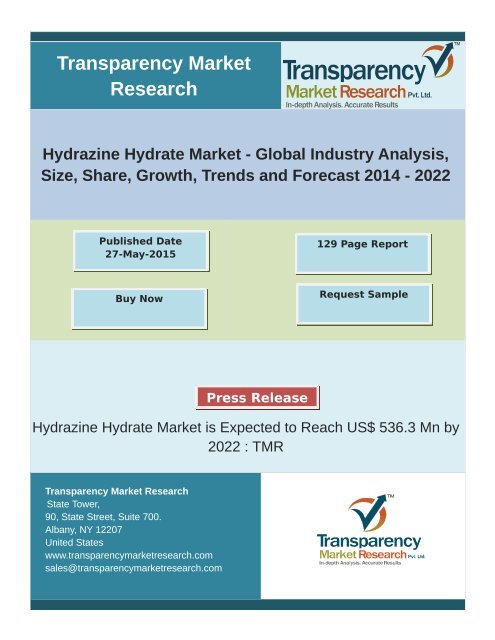 Hydrazine Hydrate Market- Global Industry Analysis and Forecast 2014-2022