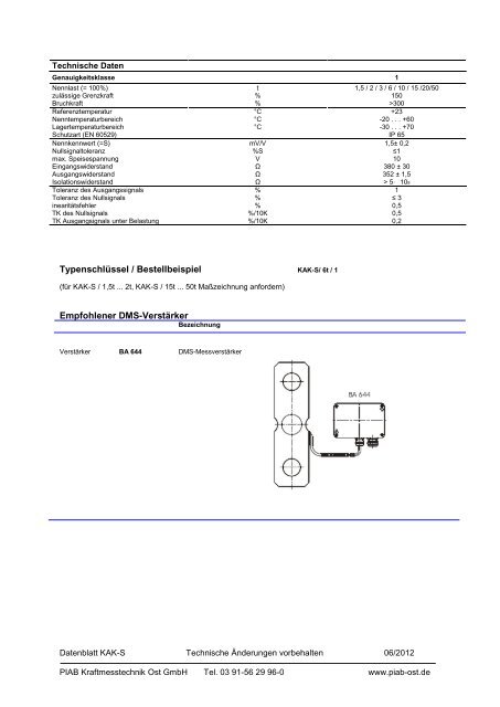 Download Datenblatt (PDF) - PIAB Kraftmesstechnik GmbH