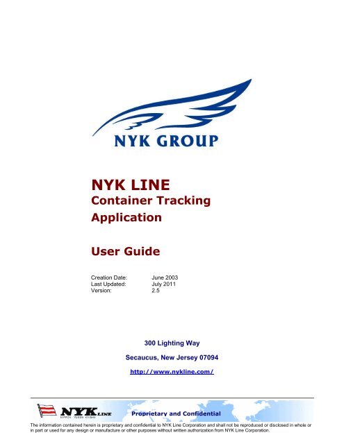 Container Tracking User Guide NYK Line