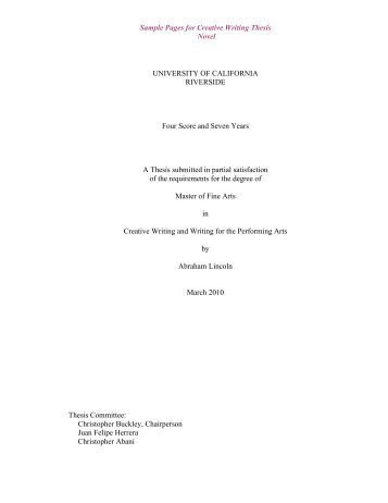 Sample Pages for Creative Writing Thesis Novel UNIVERSITY OF ...