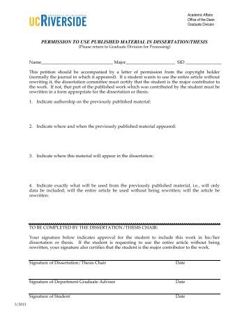Permission to use Published Material in a ... - Graduate Division