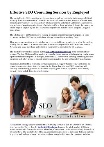 Effective SEO Consulting Services by Employed