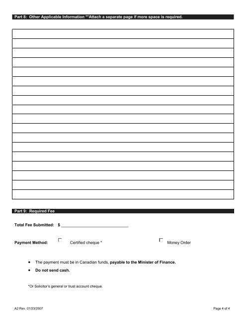 APPEAL/OBJECTION FORM (A2) - Ontario Municipal Board