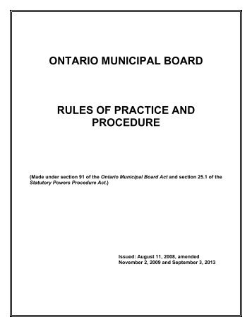Rules of Practice and Procedure - Ontario Municipal Board