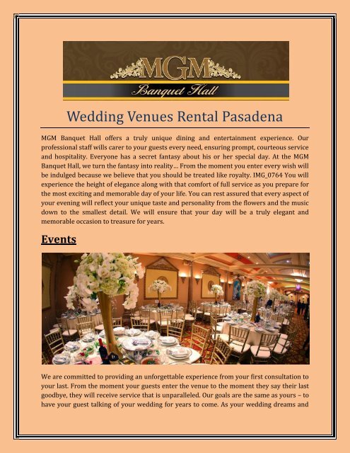 Wedding Venues Rental Pasadena