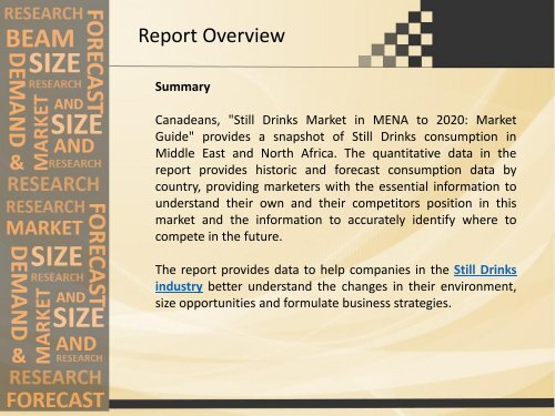 Still Drinks Market in MENA to 2020: Market Size, Growth, Opportunities, Analysis Report