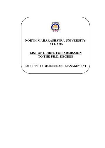 north maharashstra university, jalgaon list of guides for admission to ...