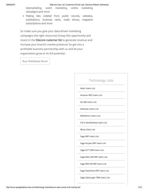 Buy Prepackaged Sitecore Customer Lists from Span Global Services