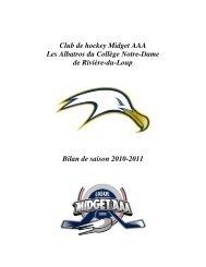 Les Albatros du CollÃ¨ge Notre-Dame Bilan de la saison 2010-2011