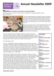 Annual Newsletter 2009 - Music as Therapy