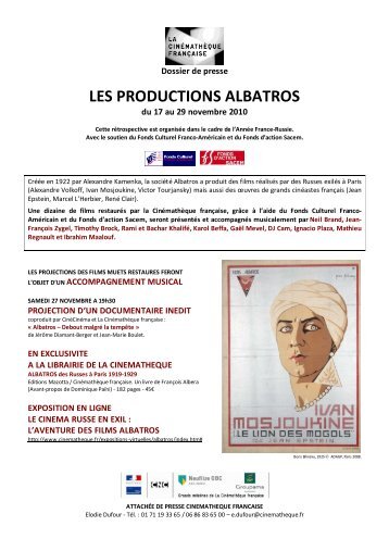 Dossier de presse Les Productions Albatros - La Cinémathèque ...