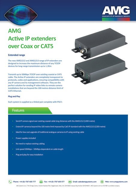 AMG1000 series Active IP Extenders - AMG Systems