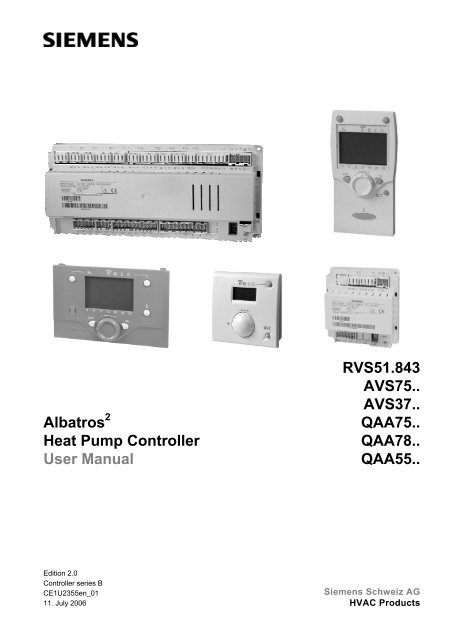 Albatros Heat Pump Controller User Manual RVS51.843 ... - Ifs Store