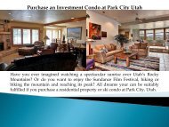 Purchase an Investment Condo at Park City Utah