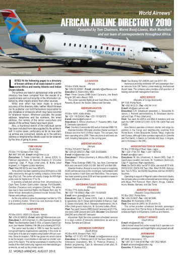 AFRICAN AIRLINE DIRECTORY 2010 - World Airnews