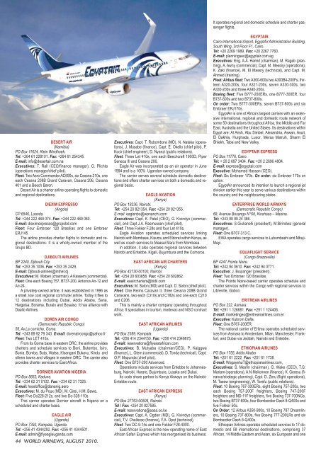 AFRICAN AIRLINE DIRECTORY 2010 - World Airnews