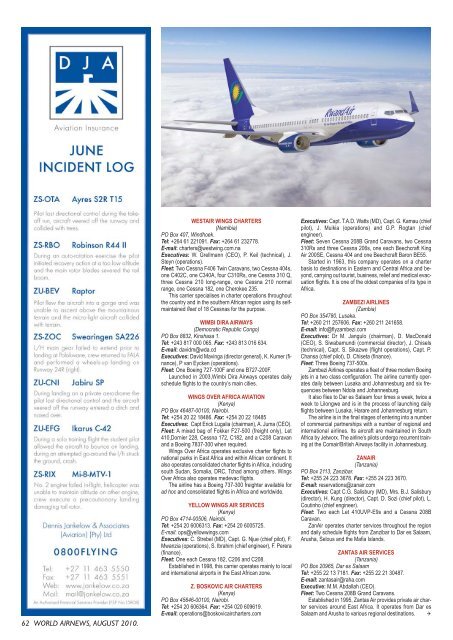 AFRICAN AIRLINE DIRECTORY 2010 - World Airnews