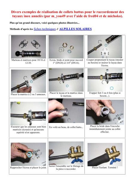 Raccordements tuyaux inox par M_YOU49 avec ... - APPER Solaire