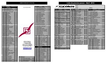 Lista de precios Abril 2012 - Editorial Albatros