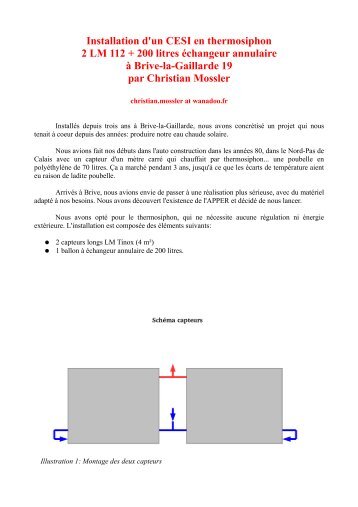 Un cesi thermosiphon 200 l annulaire rutilant - APPER Solaire