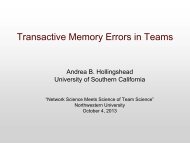 2. Andrea Hollingshead: Transactive Memory Errors in Teams