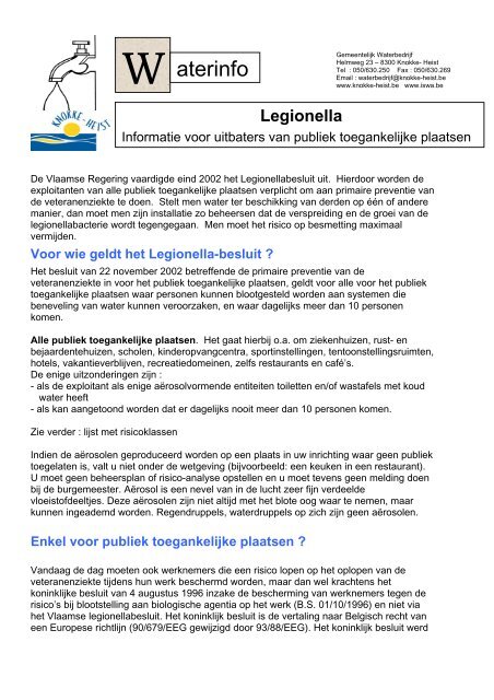Legionella uitbaters - ISWa