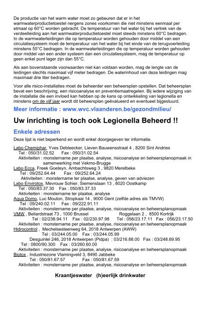 Legionella uitbaters - ISWa