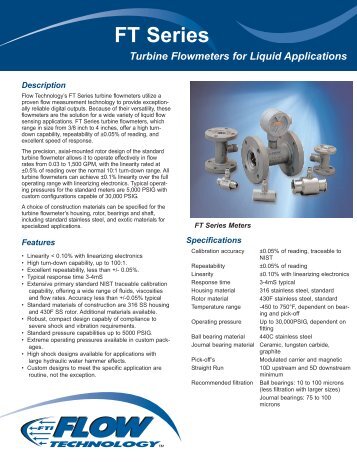 FT Series Turbine Flowmeters for Liquid Applications