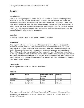 Lab Report Template - Worcester Think Tank