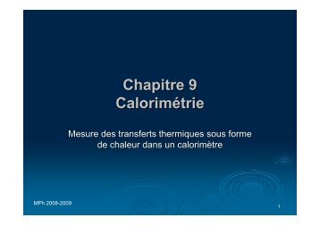 Chapitre 9 Calorimétrie