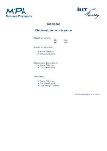 2007/2008 Electronique de puissance - IUT Annecy