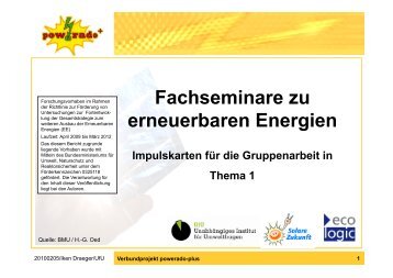 Fachseminare zu erneuerbaren Energien