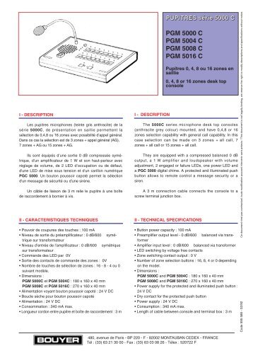 PGM 5000 C PGM 5004 C PGM 5008 C PGM 5016 C - BeL AQUSTIC