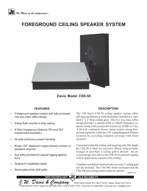 Foreground Ceiling Speaker System Jw Davis Company