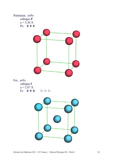 Structure des Matériaux Partie I, Cristallographie - IUT Annecy