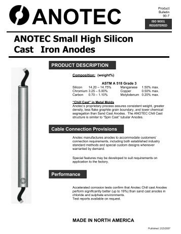 Anotec Small HSCI Anodes - E-MAC Corrosion Inc.