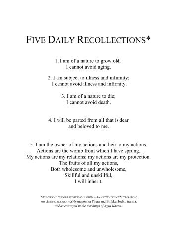 FIVE DAILY RECOLLECTIONS*