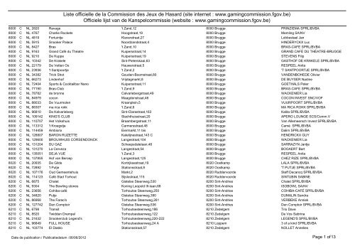 Liste officielle de la Commission des Jeux de Hasard (site internet ...