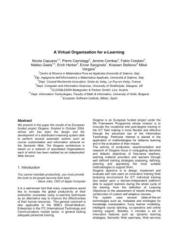 A Virtual Organisation for e-Learning - Laboratoire pÃ©dagogique du ...