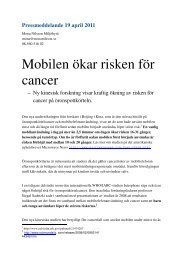 Ny forskning visar att mobilen Ã¶kar risken fÃ¶r cancer - Mona Nilsson