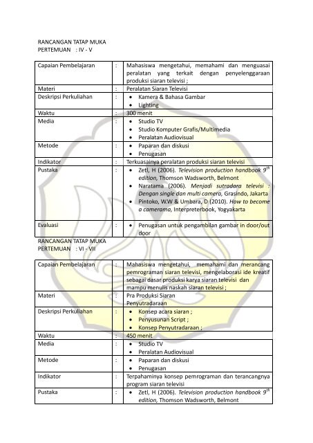 produksi siaran televisi - S1 Ilmu Komunikasi UNSOED