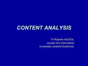 CONTENT ANALYSIS - S1 Ilmu Komunikasi UNSOED